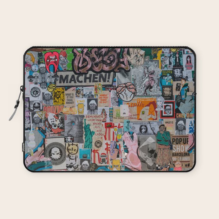 Sticker and graffiti wall background 2 - Berlin street art photography Laptop Sleeve Gallery Image 1