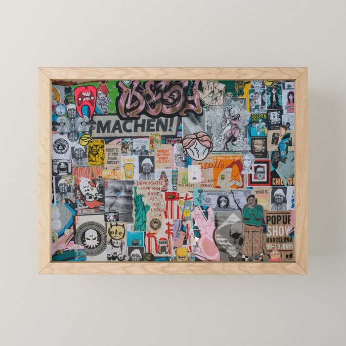 Sticker and graffiti wall background 2 - Berlin street art photography Mini Art Print Gallery Image 1