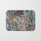 Sticker and graffiti wall background 2 - Berlin street art photography Bath Mat Gallery Image 1