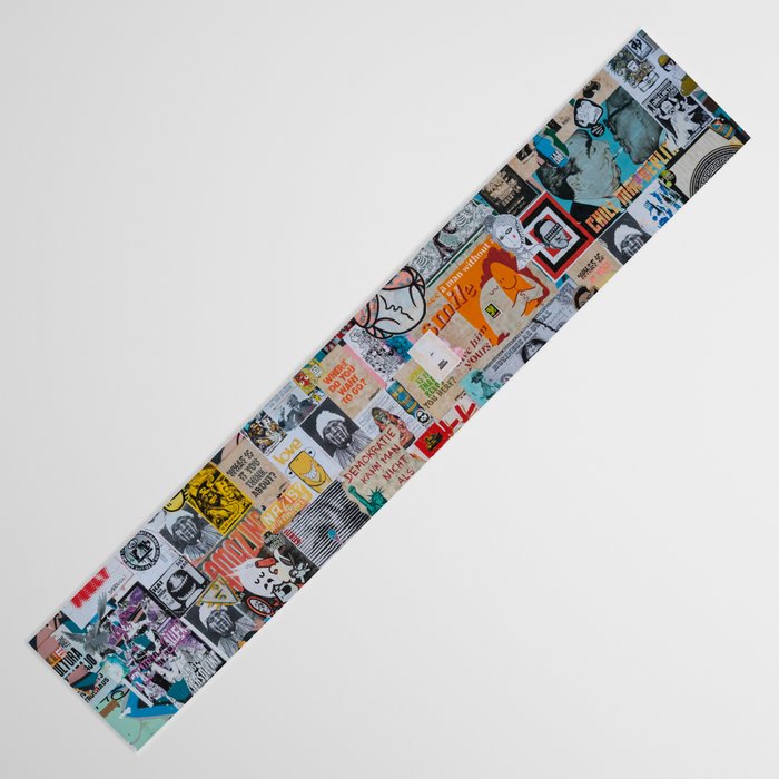 Sticker and graffiti wall background 2 - Berlin street art photography Table Runner Gallery Image 3