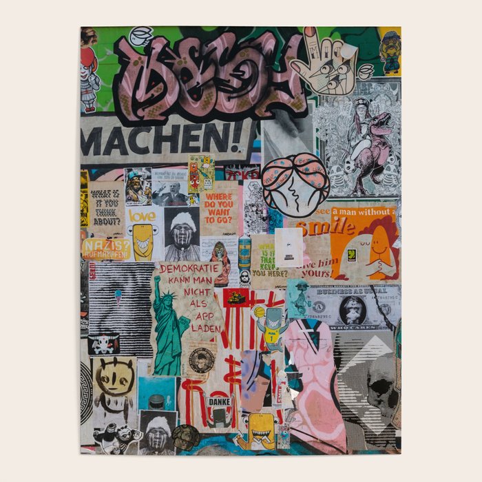 Sticker and graffiti wall background 2 - Berlin street art photography Poster Gallery Image 1