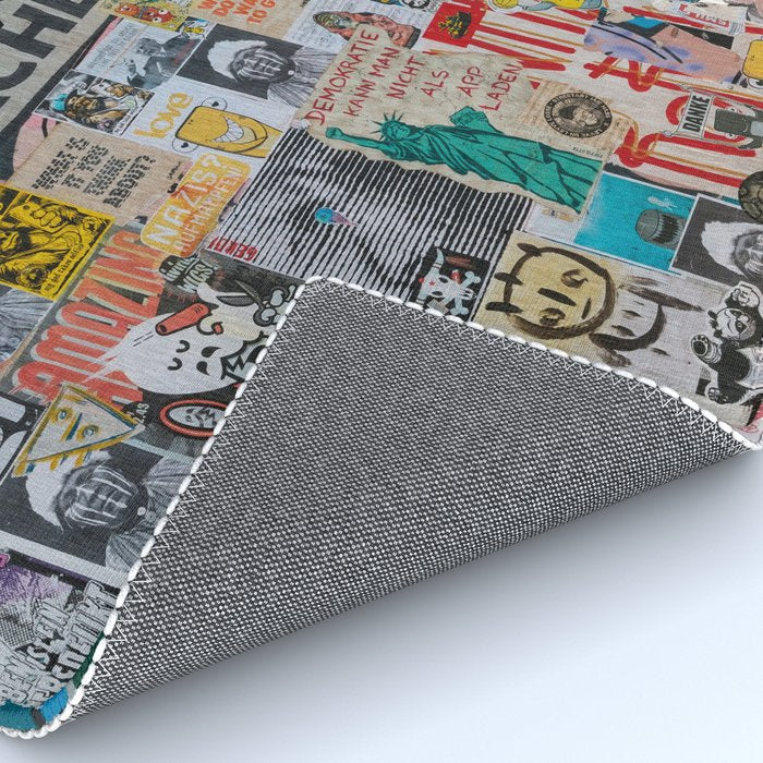 Sticker and graffiti wall background 2 - Berlin street art photography Rug Gallery Image 4