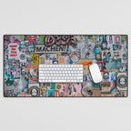 Sticker and graffiti wall background 2 - Berlin street art photography Desk Mat Gallery Image 1