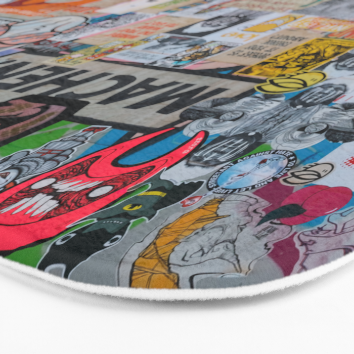 Sticker and graffiti wall background 2 - Berlin street art photography Bath Mat Gallery Image 3
