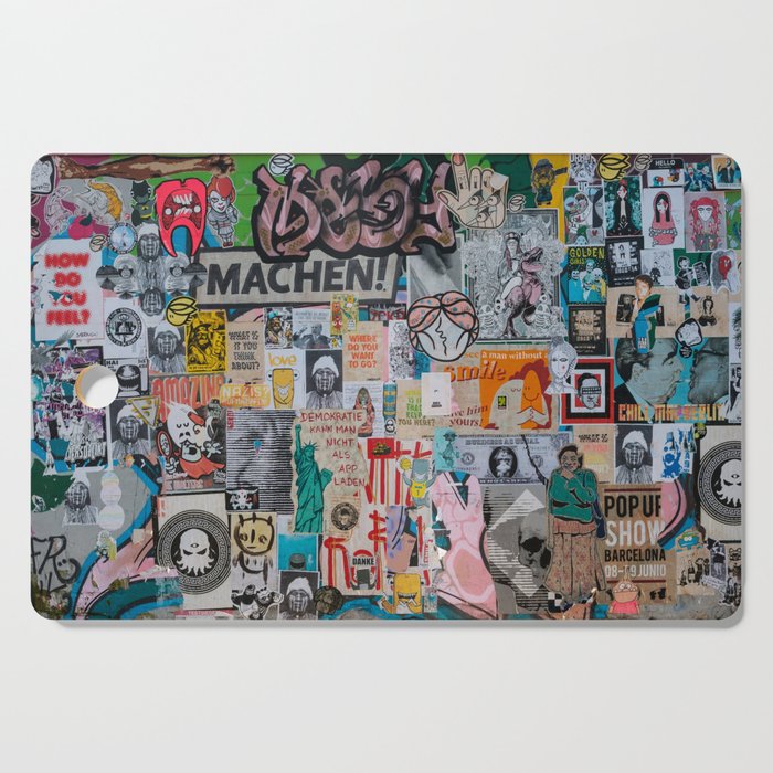 Sticker and graffiti wall background 2 - Berlin street art photography Cutting Board Gallery Image 1