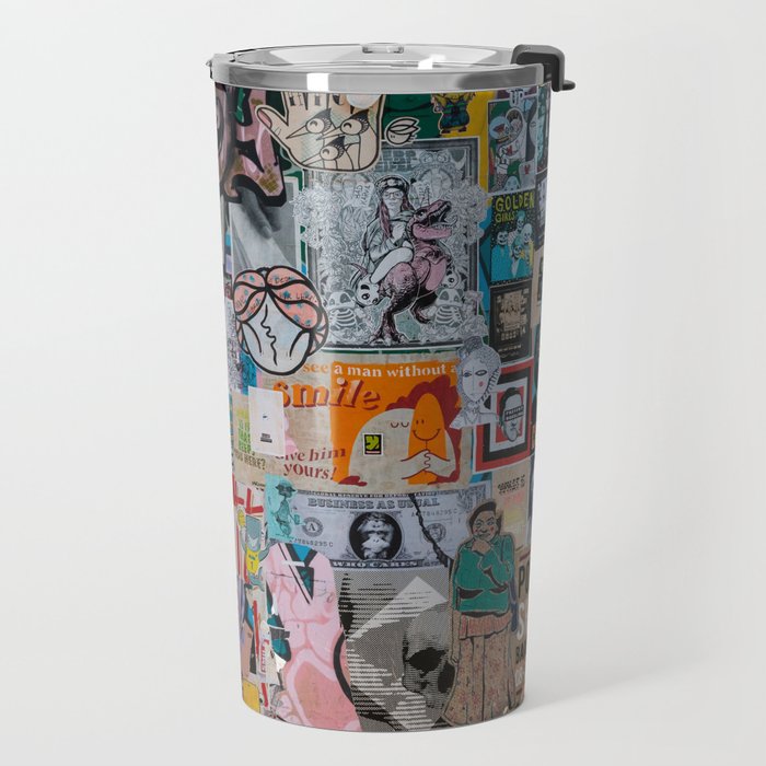 Sticker and graffiti wall background 2 - Berlin street art photography Travel Mug Gallery Image 2