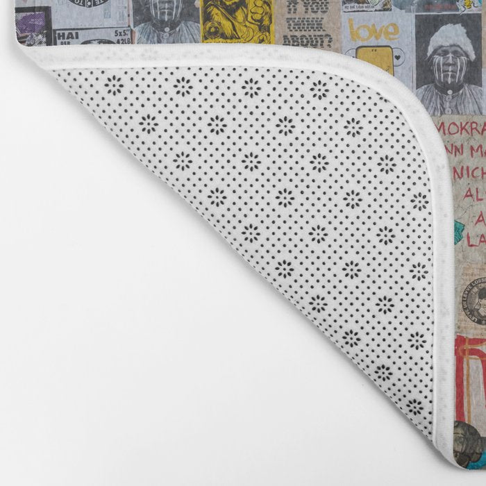 Sticker and graffiti wall background 2 - Berlin street art photography Bath Mat Gallery Image 2