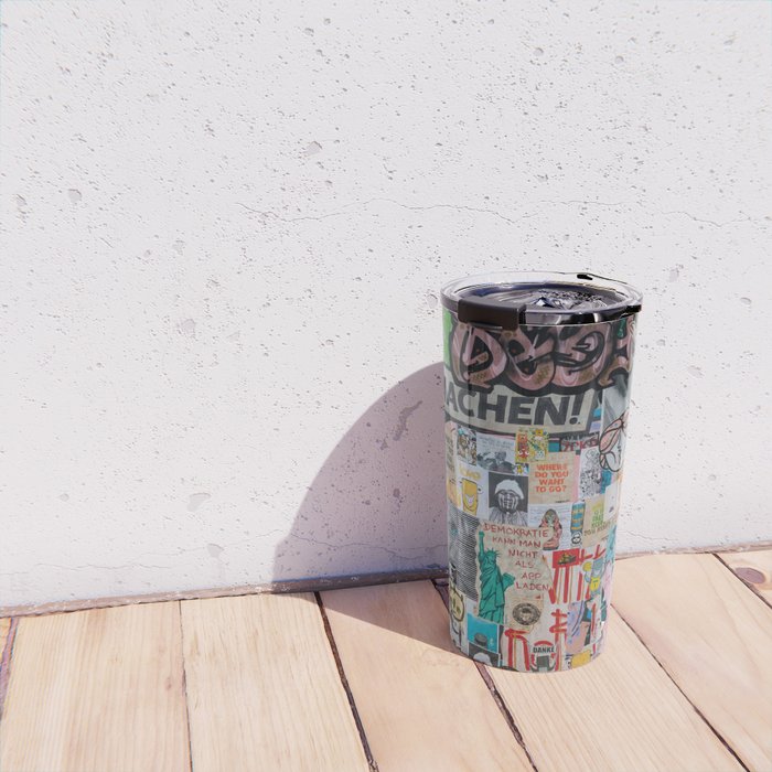 Sticker and graffiti wall background 2 - Berlin street art photography Travel Mug Gallery Image 4