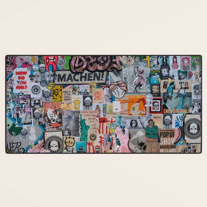 Sticker and graffiti wall background 2 - Berlin street art photography Desk Mat Gallery Image 3