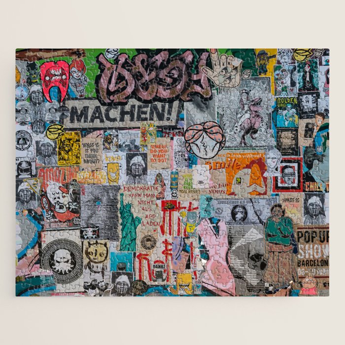 Sticker and graffiti wall background 2 - Berlin street art photography Jigsaw Puzzle Gallery Image 1