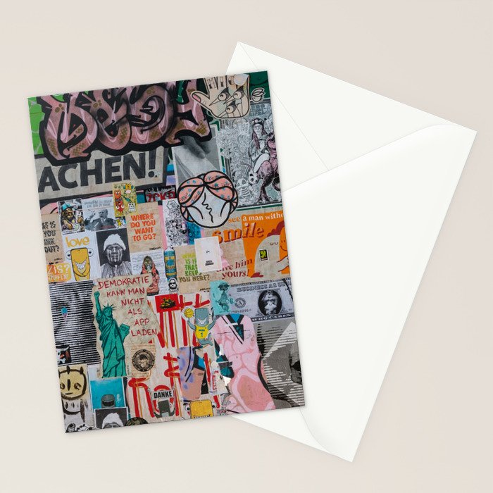 Sticker and graffiti wall background 2 - Berlin street art photography Stationery Card Gallery Image 2
