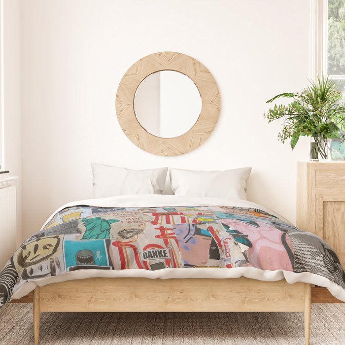 Sticker and graffiti wall background 2 - Berlin street art photography Duvet Cover Gallery Image 3