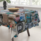 Sticker and graffiti wall background 2 - Berlin street art photography Tablecloth Gallery Image 3