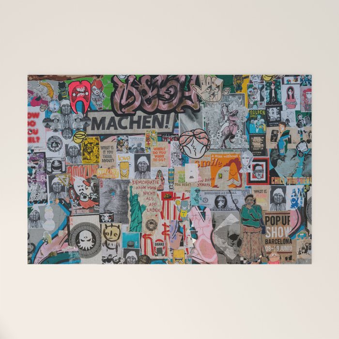 Sticker and graffiti wall background 2 - Berlin street art photography Welcome Mat Gallery Image 1