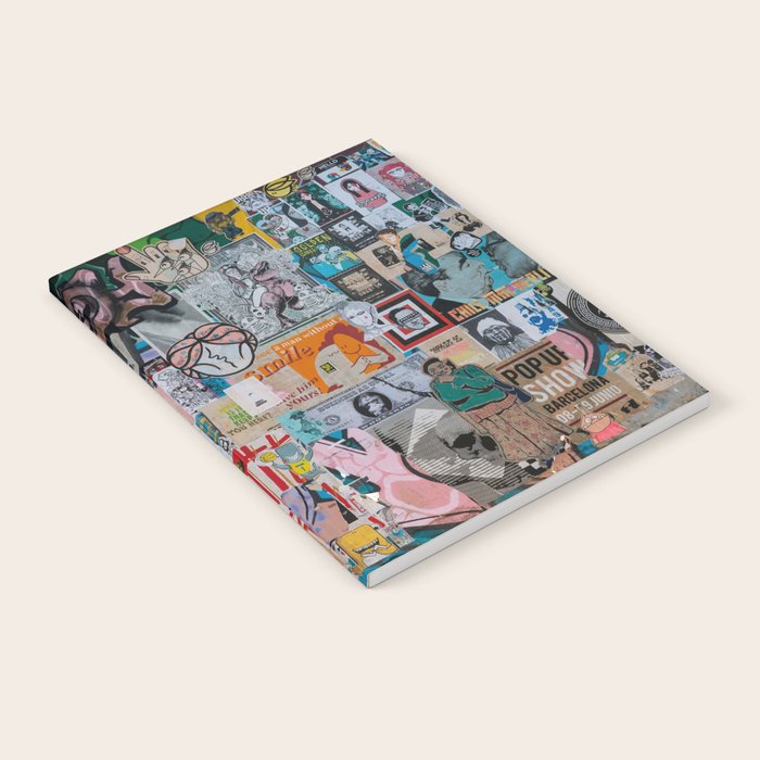 Sticker and graffiti wall background 2 - Berlin street art photography Notebook Gallery Image 2