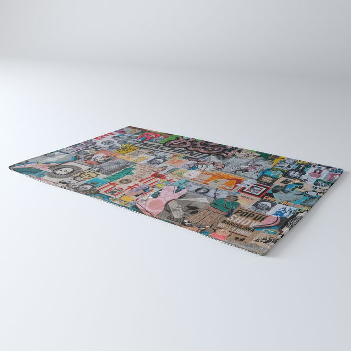 Sticker and graffiti wall background 2 - Berlin street art photography Rug Gallery Image 3