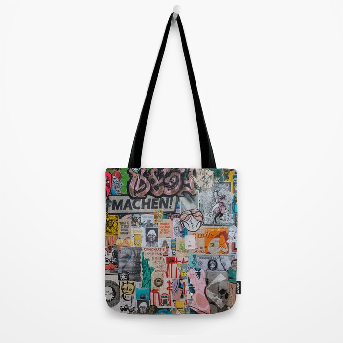 Sticker and graffiti wall background 2 - Berlin street art photography Tote Bag Gallery Image 2