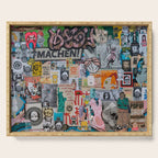 Sticker and graffiti wall background 2 - Berlin street art photography Serving Tray Gallery Image 1