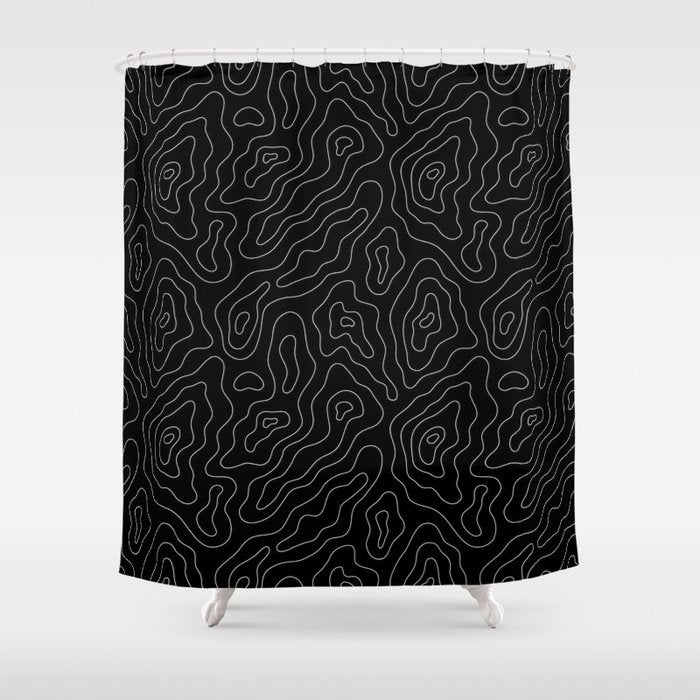 Abstract topography map line art pattern Shower Curtain Gallery Image 1