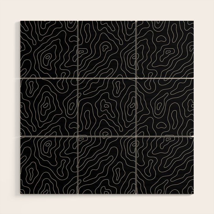 Abstract topography map line art pattern Wood Wall Art Gallery Image 1