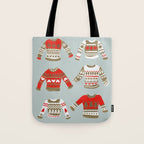 Christmas Sweaters - Vintage Gold & Red Palette Tote Bag Gallery Image 1