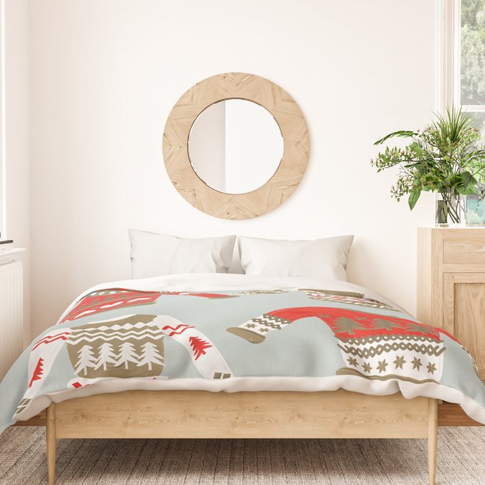 Christmas Sweaters - Vintage Gold & Red Palette Duvet Cover Gallery Image 3