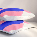 Abstract Painting Mid Century Modern Abstract Funky Sound Waves Pink Blue Shapes Pillow Sham Gallery Image 3