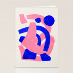 Abstract Painting Mid Century Modern Abstract Funky Sound Waves Pink Blue Shapes Stationery Card Gallery Image 2