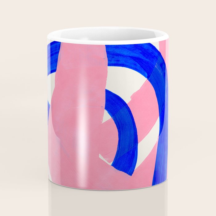 Abstract Painting Mid Century Modern Abstract Funky Sound Waves Pink Blue Shapes Coffee Mug Gallery Image 4