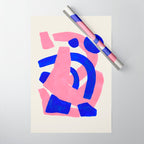 Abstract Painting Mid Century Modern Abstract Funky Sound Waves Pink Blue Shapes Wrapping Paper Gallery Image 1
