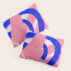 Abstract Painting Mid Century Modern Abstract Funky Sound Waves Pink Blue Shapes Pillow Sham Gallery Image 3
