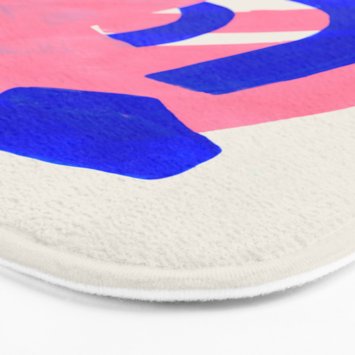 Abstract Painting Mid Century Modern Abstract Funky Sound Waves Pink Blue Shapes Bath Mat Gallery Image 3