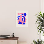 Abstract Painting Mid Century Modern Abstract Funky Sound Waves Pink Blue Shapes Poster Gallery Image 2