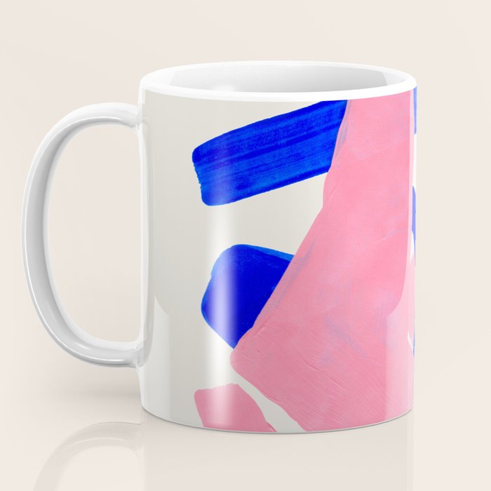 Abstract Painting Mid Century Modern Abstract Funky Sound Waves Pink Blue Shapes Coffee Mug Gallery Image 3