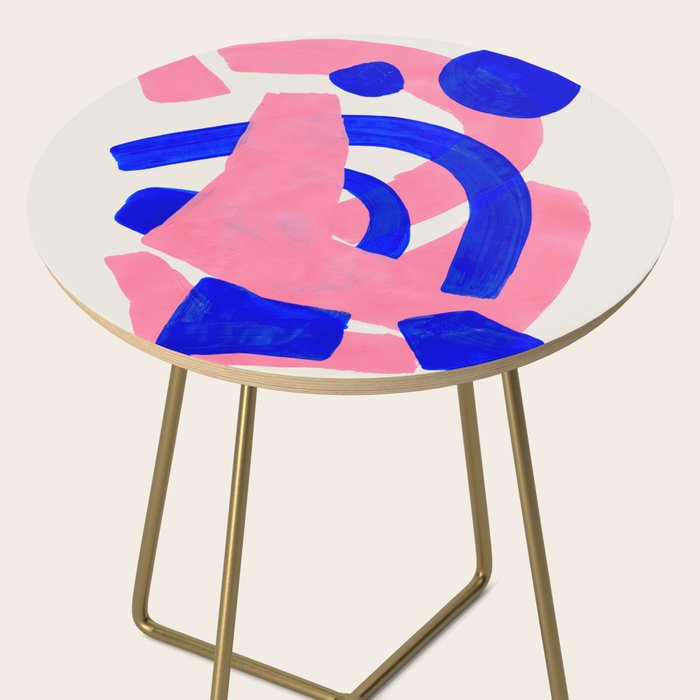 Abstract Painting Mid Century Modern Abstract Funky Sound Waves Pink Blue Shapes Side Table Gallery Image 2