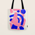 Abstract Painting Mid Century Modern Abstract Funky Sound Waves Pink Blue Shapes Tote Bag Gallery Image 1