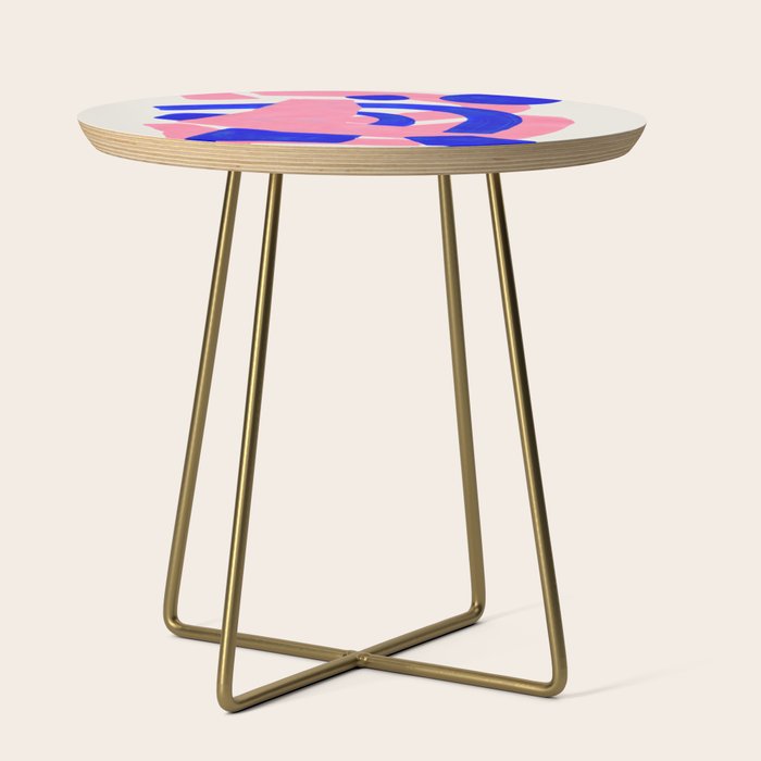 Abstract Painting Mid Century Modern Abstract Funky Sound Waves Pink Blue Shapes Side Table Gallery Image 1