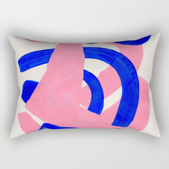 Abstract Painting Mid Century Modern Abstract Funky Sound Waves Pink Blue Shapes Rectangular Pillow Gallery Image 1