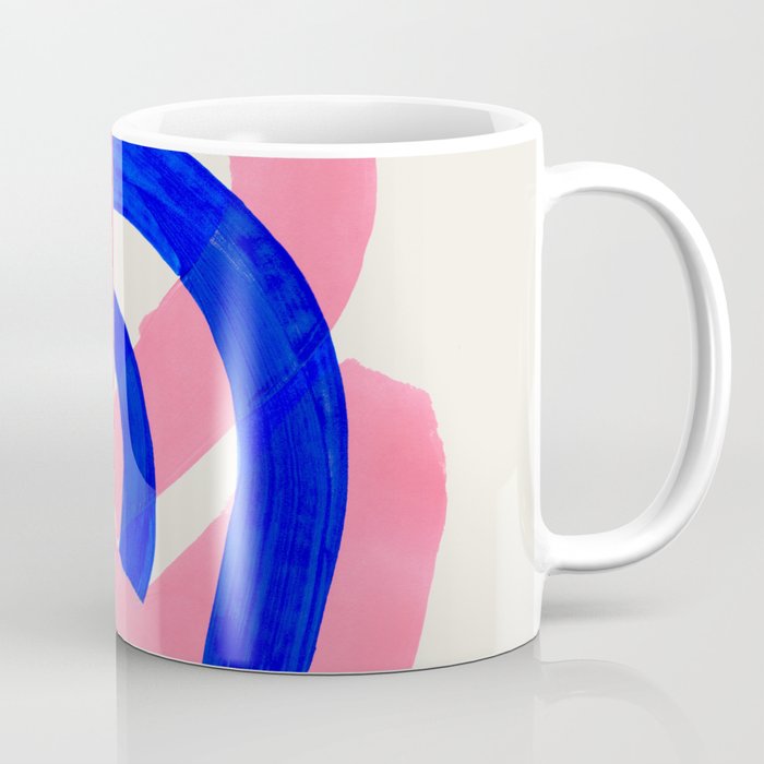 Abstract Painting Mid Century Modern Abstract Funky Sound Waves Pink Blue Shapes Coffee Mug Gallery Image 1