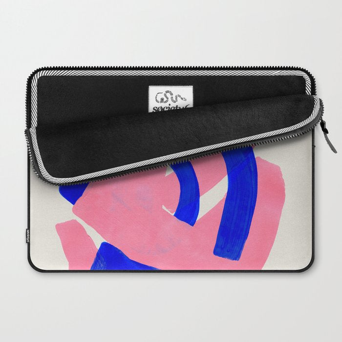 Abstract Painting Mid Century Modern Abstract Funky Sound Waves Pink Blue Shapes Laptop Sleeve Gallery Image 2
