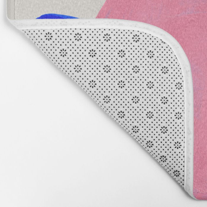 Abstract Painting Mid Century Modern Abstract Funky Sound Waves Pink Blue Shapes Bath Mat Gallery Image 2