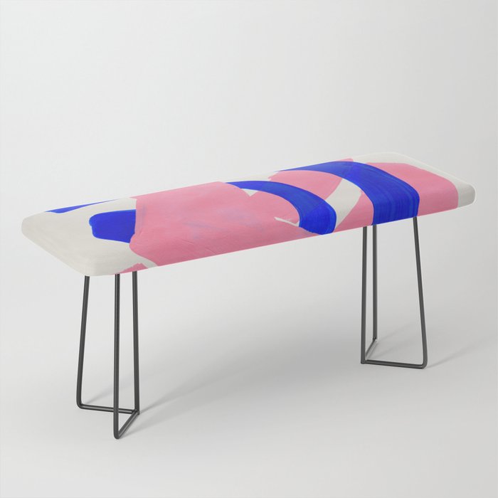 Abstract Painting Mid Century Modern Abstract Funky Sound Waves Pink Blue Shapes Bench Gallery Image 1