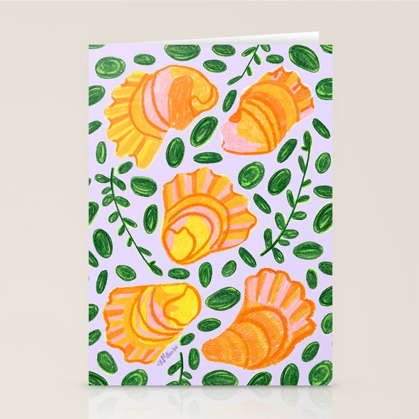 Art Deco Shells in Gold & Orange Stationery Card Gallery Image 2