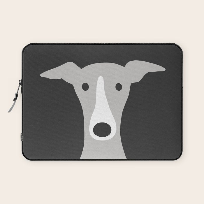 Cute Greyhound, Italian Greyhound or Whippet Cartoon Dog Laptop Sleeve Gallery Image 1
