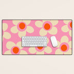 Maisie Flowers Pink Retro Floral Pattern Orange Cream Desk Mat Gallery Image 1