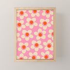 Maisie Flowers Pink Retro Floral Pattern Orange Cream Mini Art Print Gallery Image 1