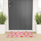 Maisie Flowers Pink Retro Floral Pattern Orange Cream Welcome Mat Gallery Image 3
