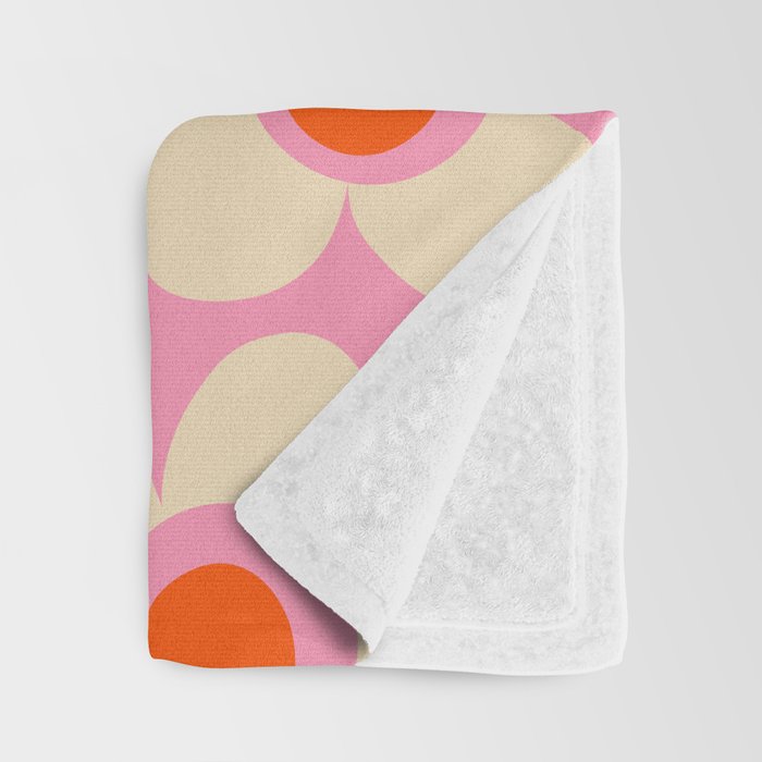 Maisie Flowers Pink Retro Floral Pattern Orange Cream Throw Blanket Gallery Image 3