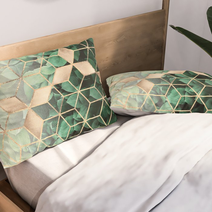 Leaves And Cubes Pillow Sham Gallery Image 2