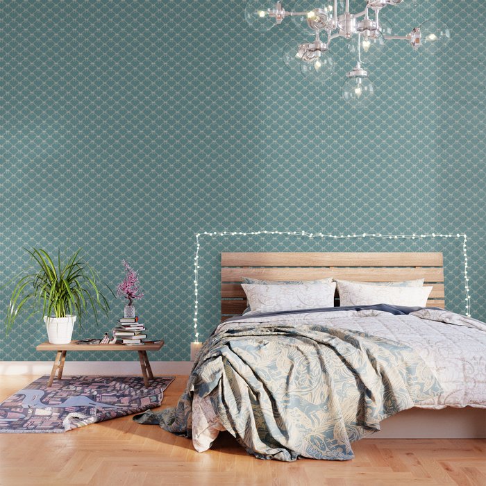 Bows & Ribbons Pattern LIV Teal Green Wallpaper Gallery Image 3
